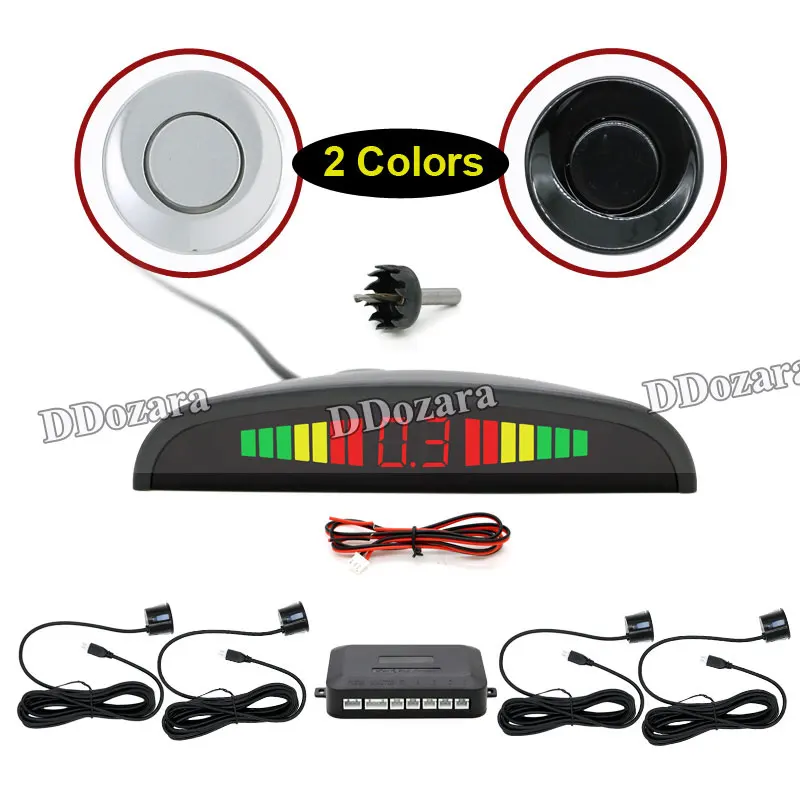 Car Parking Sensors Parktronics 4 Black/Silver/White 22mm Flat Sensors Reverse Backup Radar Sound Buzzer Alarm Adjustable Sound
Car Parking Sensors Parktronics 4 Black/Silver/White 22mm Flat Sensors Reverse Backup Radar Sound Buzzer Alarm Adjustable Sound