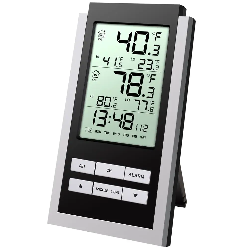 ORIA Wireless Digital Thermometer Indoor Outdoor Remote Thermometer Temperature Monitor LCD with Alarm Clock for Home Office
ORIA Wireless Digital Thermometer Indoor Outdoor Remote Thermometer Temperature Monitor LCD with Alarm Clock for Home Office