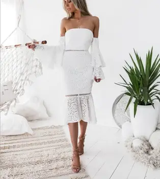 Strapless Dress Hot Style Autumn Women Lace Sexy Flare Sleeve Night Club Fashion Bodycon Evening Party Dresses
Strapless Dress Hot Style Autumn Women Lace Sexy Flare Sleeve Night Club Fashion Bodycon Evening Party Dresses