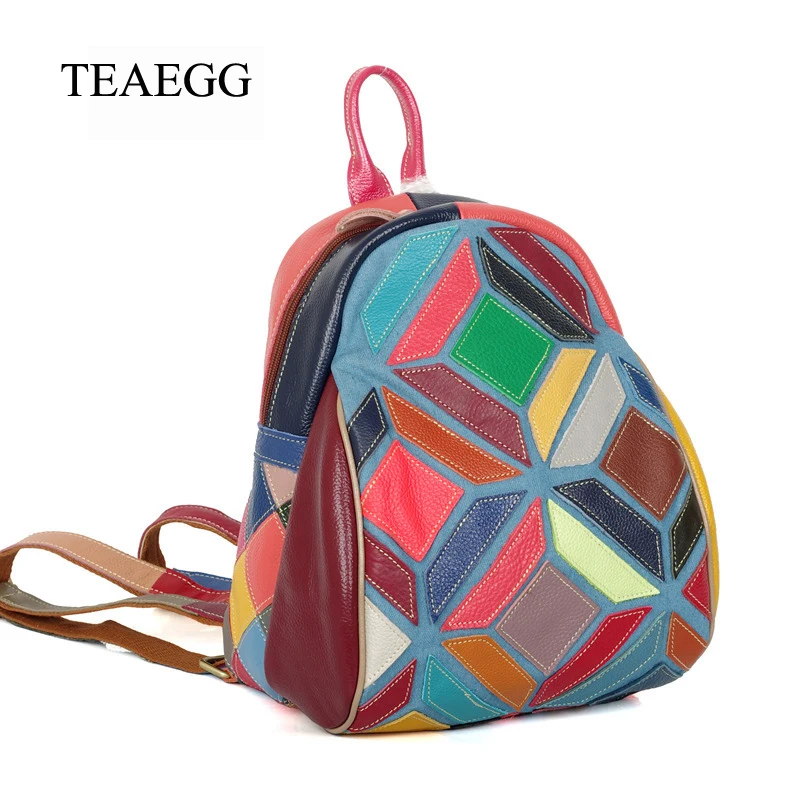 TEAEGG Women Real Genuine Leather Rucksack colorful Paneled casual bag Female backpack
TEAEGG Women Real Genuine Leather Rucksack colorful Paneled casual bag Female backpack