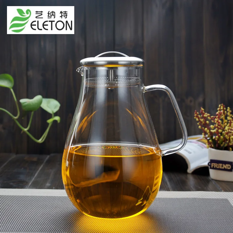 Image ELETON 2L Cold resistant glass tea pot kettle stainless steel filter cover large capacity water jug kettle Water Pots   Kettles