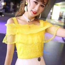 Slash Neck Strapless Shoul Lace Shirt Summer Women Slim fit tops Sexy sweet lotus leaf side wild halter t-shirt fashion
Slash Neck Strapless Shoul Lace Shirt Summer Women Slim fit tops Sexy sweet lotus leaf side wild halter t-shirt fashion