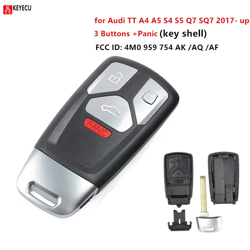 

Keyecu Smart 4 Button Remote Key Shell Case Fob for Audi TT A4 A5 S4 S5 Q7 SQ7 2017 2018 FCC ID: 4M0 959 754 AK /AQ /AF