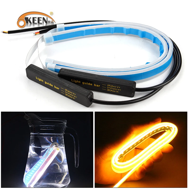 OKEEN 12V Car Flexible Daytime Running Lights Turn Signal DRL Running Light Yellow Flowing front Headlight LED Strip Light 
OKEEN 12V Car Flexible Daytime Running Lights Turn Signal DRL Running Light Yellow Flowing front Headlight LED Strip Light