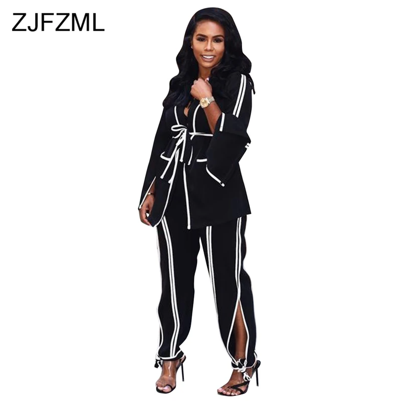 Color Block 2 Piece Outfits For Women Long Sleeve Pockets Sashes Blazer Top+Side Split Loose Pants Autumn Winter Slim Sweatsuits
Color Block 2 Piece Outfits For Women Long Sleeve Pockets Sashes Blazer Top+Side Split Loose Pants Autumn Winter Slim Sweatsuits