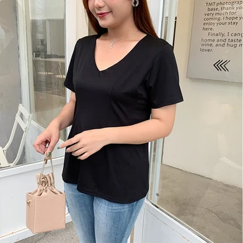 New fashion Korean version large size short sleeve summer cotton comfortable T-shirt women loose v-neck T-shirt 2077
New fashion Korean version large size short sleeve summer cotton comfortable T-shirt women loose v-neck T-shirt 2077