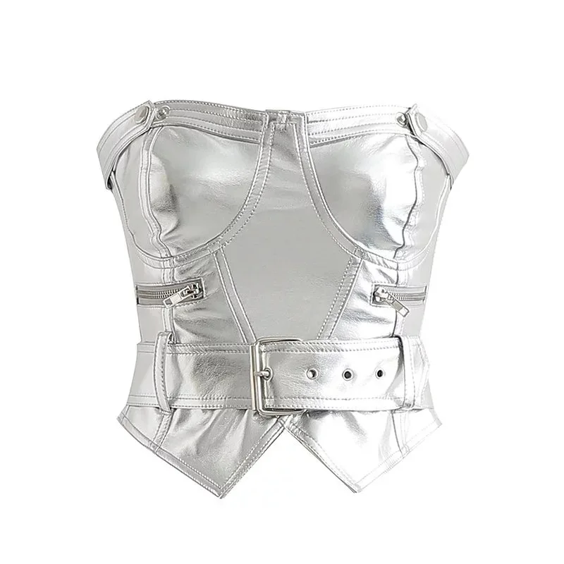 2019 Three-dimensional Corset Zipper Tube Top Vest Blogger Ins Sexy Metallic PU Leather Wrapped Chest Female Crop Top
2019 Three-dimensional Corset Zipper Tube Top Vest Blogger Ins Sexy Metallic PU Leather Wrapped Chest Female Crop Top
