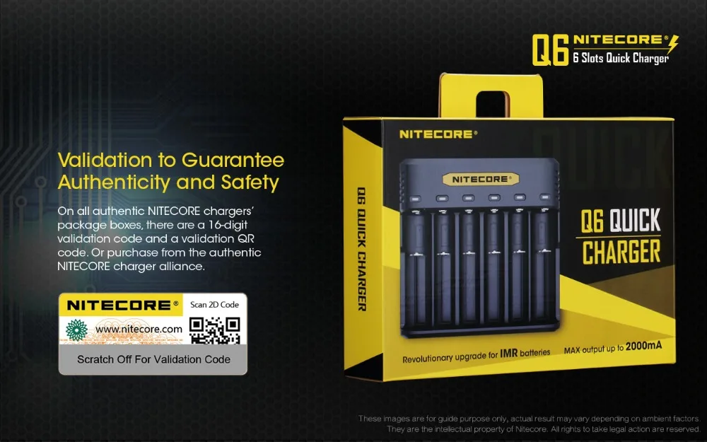 Быстрое зарядное устройство NITECORE Q6 Q Series 6 слотов компактный размер идеально