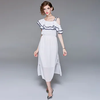 European style runway 2018 summer new women's strap strapless ruffle thinness long midi irregular Tanks Camis black white dress
European style runway 2018 summer new women's strap strapless ruffle thinness long midi irregular Tanks Camis black white dress