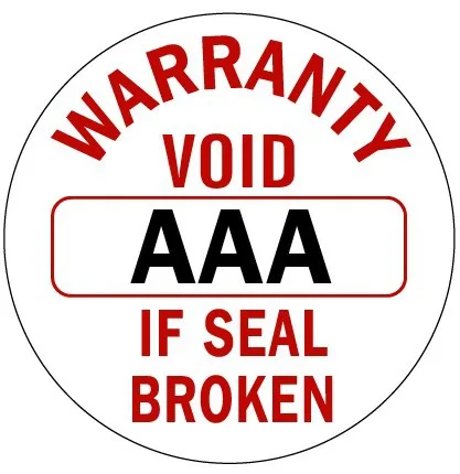 20000pcs/lot diameter 1.2cm triple A Warranty void label sticker, tamper evident seals, AAA , Item No. V22
20000pcs/lot diameter 1.2cm triple A Warranty void label sticker, tamper evident seals, AAA , Item No. V22
