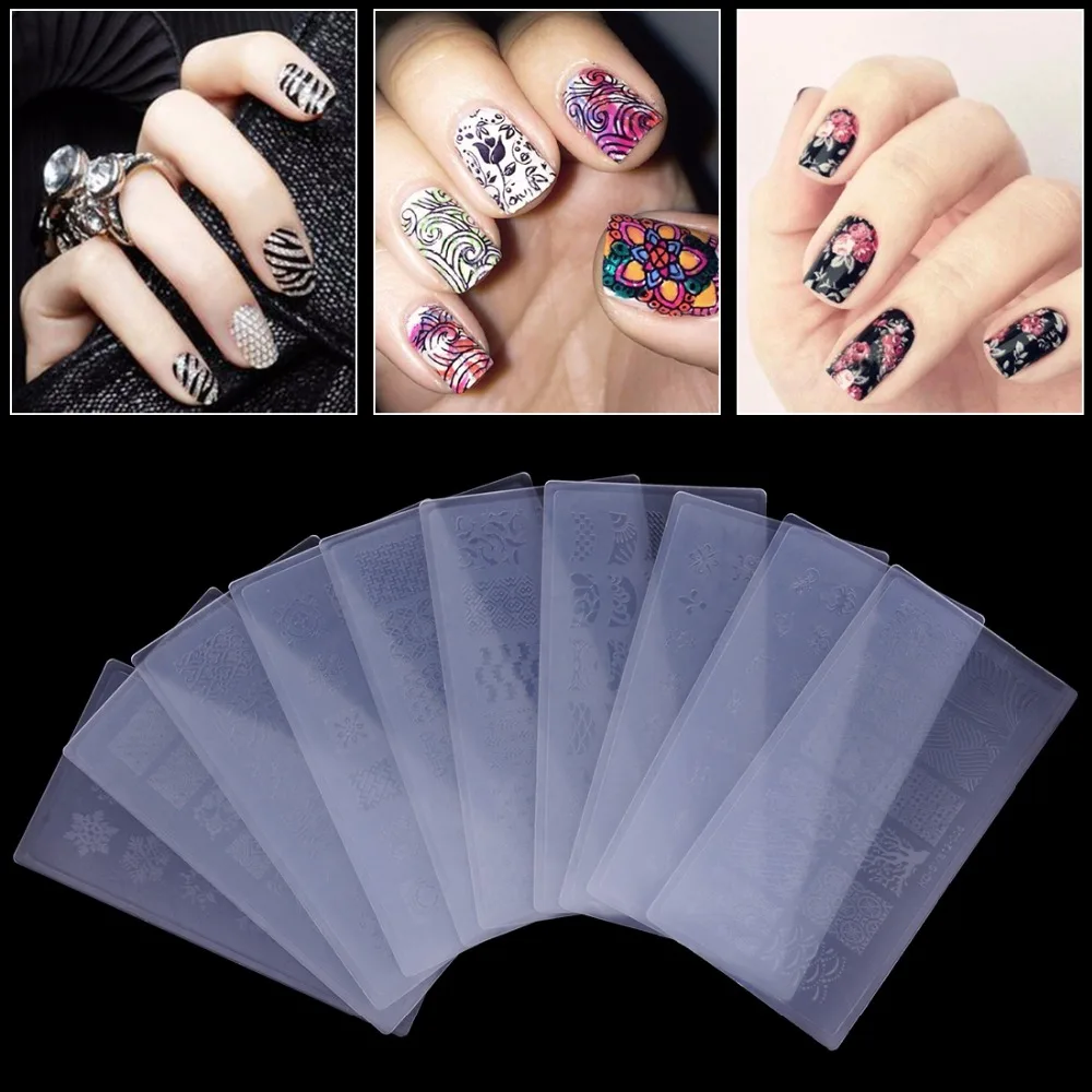 10Pcs/Lot Nail Stamping Plates Set Stamper Scraper Nail Art Polish Stamp Plastic DIY Nail Art Template Set Manicure Nail Tools
10Pcs/Lot Nail Stamping Plates Set Stamper Scraper Nail Art Polish Stamp Plastic DIY Nail Art Template Set Manicure Nail Tools