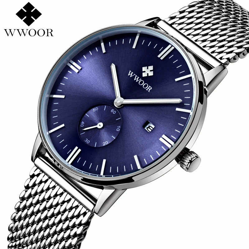 Men Watches Top Brand WWOOR Date Clock Male Waterproof Quartz Watch Men Silver Steel Mesh Strap Luxury Casual Sports Wrist Watch
Men Watches Top Brand WWOOR Date Clock Male Waterproof Quartz Watch Men Silver Steel Mesh Strap Luxury Casual Sports Wrist Watch