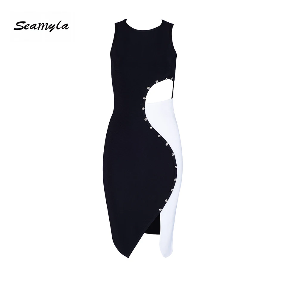 Seamyla New Fashion Runway Vestidos Black And White Partchwork Women Bandage Dress Sexy Bodycon Celebrity Party Dresses Summer
Seamyla New Fashion Runway Vestidos Black And White Partchwork Women Bandage Dress Sexy Bodycon Celebrity Party Dresses Summer