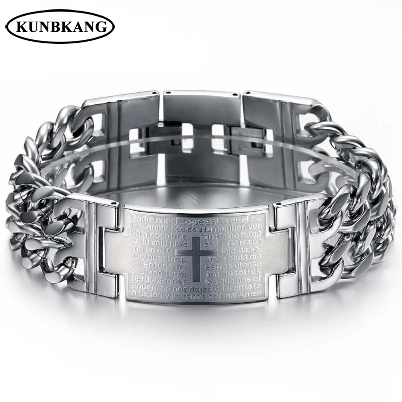 2018 Punk Jesus Cross Bracelets For Men Gold Color Stainless Steel Bracelet Charm Bangle Double Hand Chain Men Jewelry Wristband
2018 Punk Jesus Cross Bracelets For Men Gold Color Stainless Steel Bracelet Charm Bangle Double Hand Chain Men Jewelry Wristband