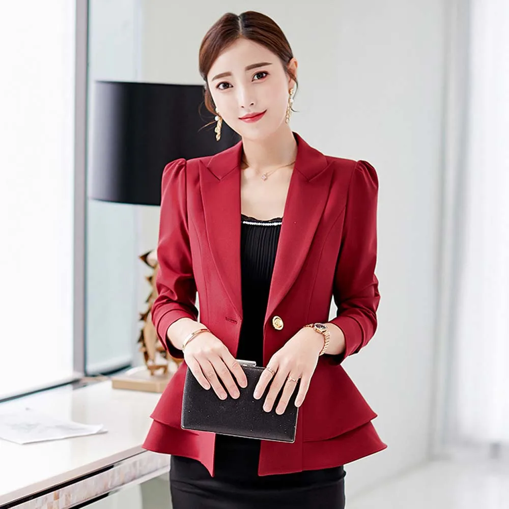 Slim OL Blazer Suit 2019 New Arrival Solid Long Sleeve Ruffle Hem Jacket Coats Female One Button Blazer Tops WDC1895
Slim OL Blazer Suit 2019 New Arrival Solid Long Sleeve Ruffle Hem Jacket Coats Female One Button Blazer Tops WDC1895