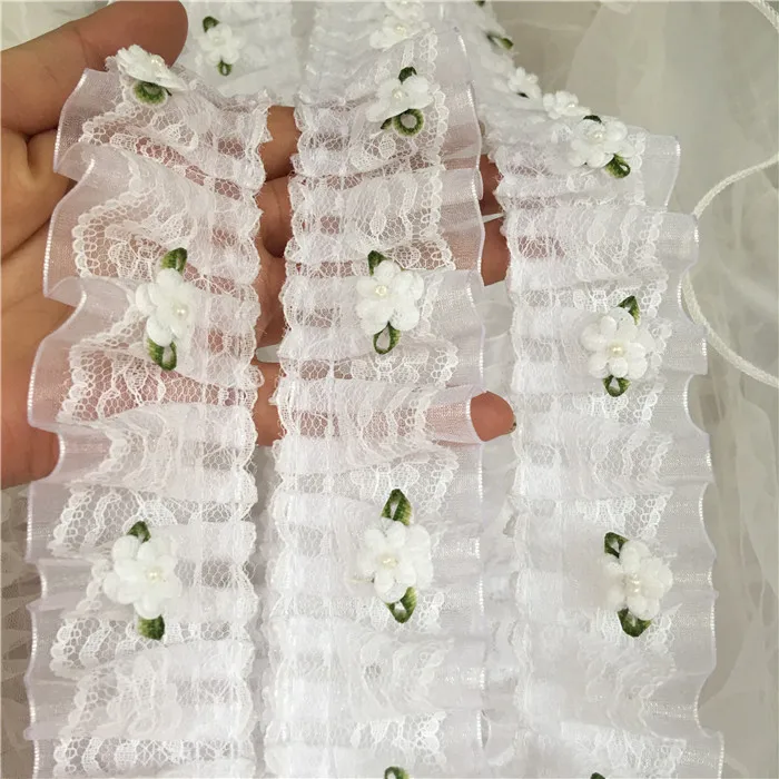 5yards DIY White Pleated Organza Lace Trim Flower Beaded Embroidery Lace Applique Sewing Doll Skirt Pillow Clothing Accessories
5yards DIY White Pleated Organza Lace Trim Flower Beaded Embroidery Lace Applique Sewing Doll Skirt Pillow Clothing Accessories