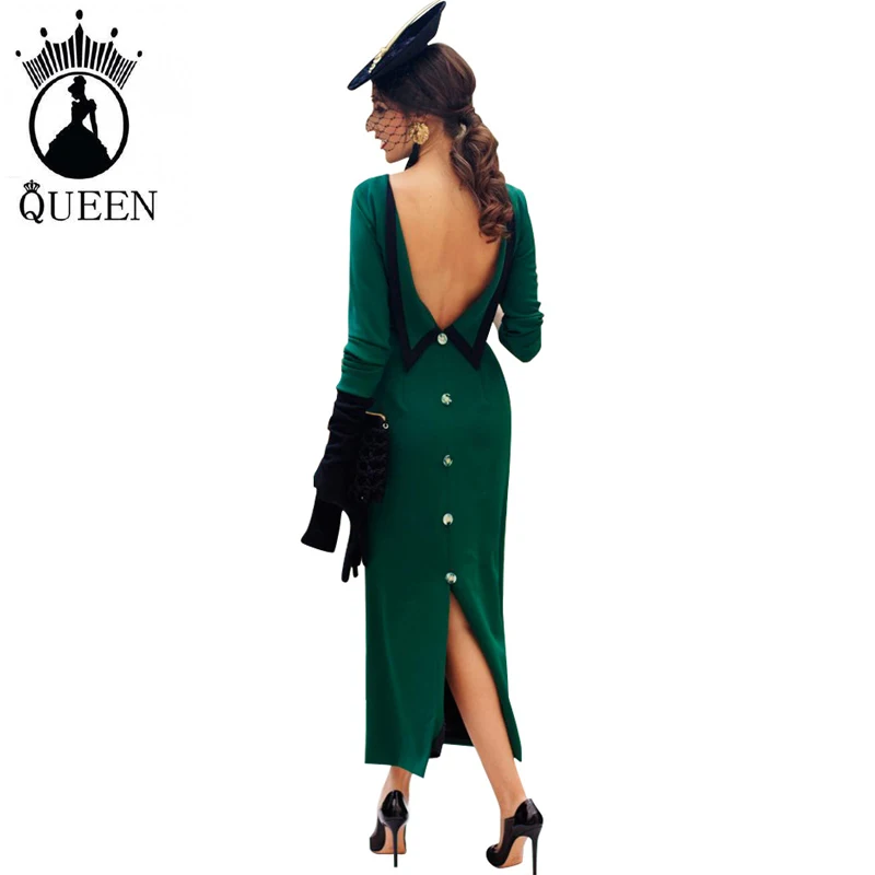Women Split Dress Casual Long Sleeve Vintage Maxi Dress Robe Bow Sexy Backless Long Dresses For Women Elegant Vestidos Female
Women Split Dress Casual Long Sleeve Vintage Maxi Dress Robe Bow Sexy Backless Long Dresses For Women Elegant Vestidos Female