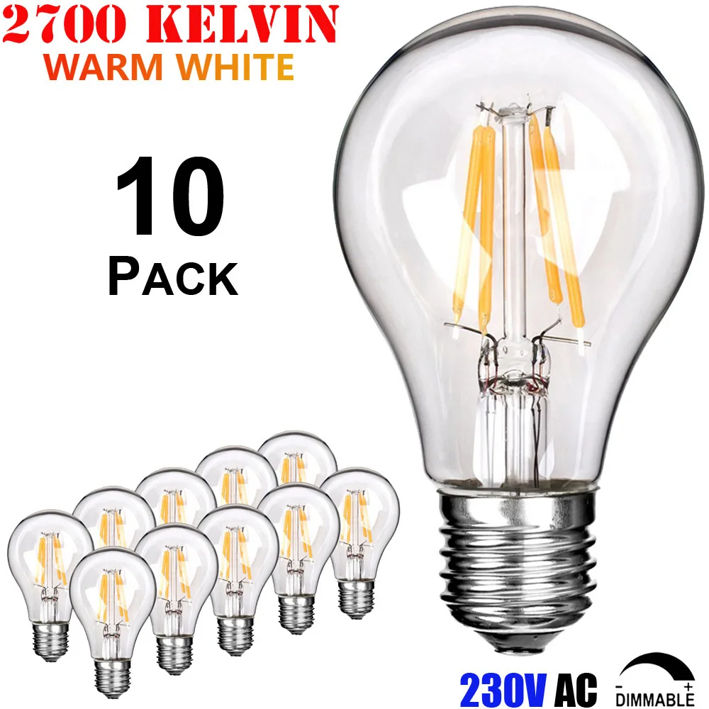 4W 6W 8W A60 Amber/Clear/Frost European Medium Edison Base E27 220V 230V 240V Dimmable Antique LED Filament Vintage Light Bulb
4W 6W 8W A60 Amber/Clear/Frost European Medium Edison Base E27 220V 230V 240V Dimmable Antique LED Filament Vintage Light Bulb