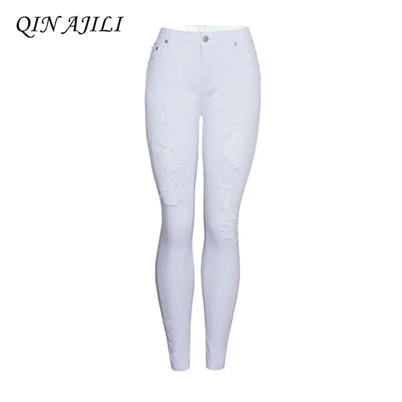 QIN AJILI New White Women 's Jeans Denim Casual Skinny High Waist Zipper Hole Ripped Pencil Pants Fashion Trousers Free Shipping
QIN AJILI New White Women 's Jeans Denim Casual Skinny High Waist Zipper Hole Ripped Pencil Pants Fashion Trousers Free Shipping