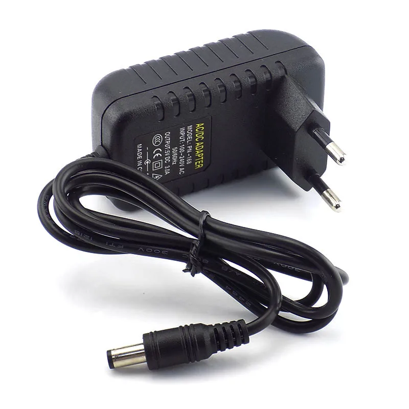 Qkkqla ac to dc 5v 3a 3000ma power adapter supply eu us plug 100v-240v converter wall charger 5.5mm x2.5mm for led strip light