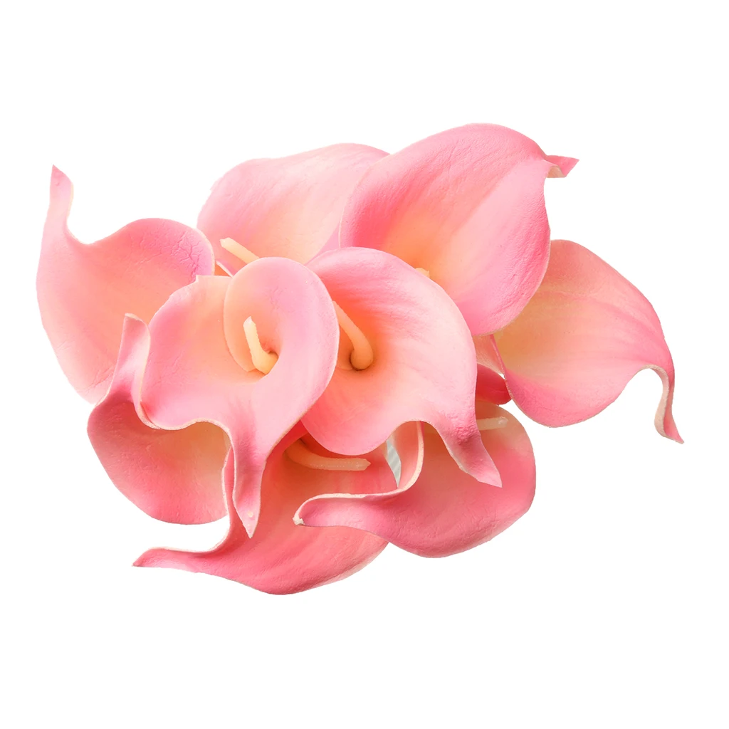 9xPU Artificial Flower Calla Lily Bouquet Wedding Floral Decor Pink
