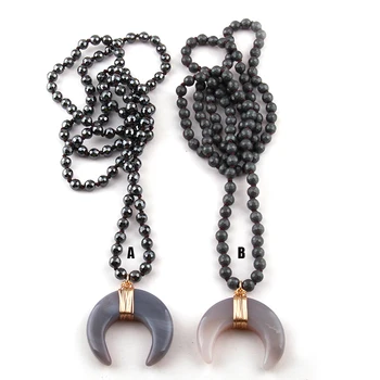 Free Shipping Fashion Bohemian Tribal Jewelry Hematite Stones Knotted Stone Moon Pendant Necklaces Women Ethnic Necklace
Free Shipping Fashion Bohemian Tribal Jewelry Hematite Stones Knotted Stone Moon Pendant Necklaces Women Ethnic Necklace