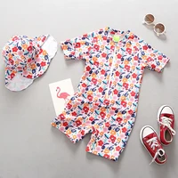 Children Swimwear for Girls Floral Print One Pieces Swimsuit Girl Baby Beach Pool Swim Suit Zipper Closure S/S Kids Bathing Suit image