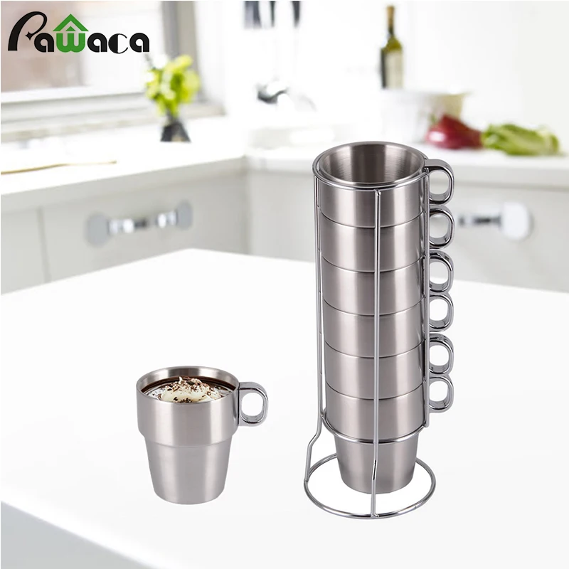 Stainless Steel Coffee Mugs Drinking Cups 6 Pack Stackable Portable Cups with Handle for Camping Party kitchen accessories
Stainless Steel Coffee Mugs Drinking Cups 6 Pack Stackable Portable Cups with Handle for Camping Party kitchen accessories