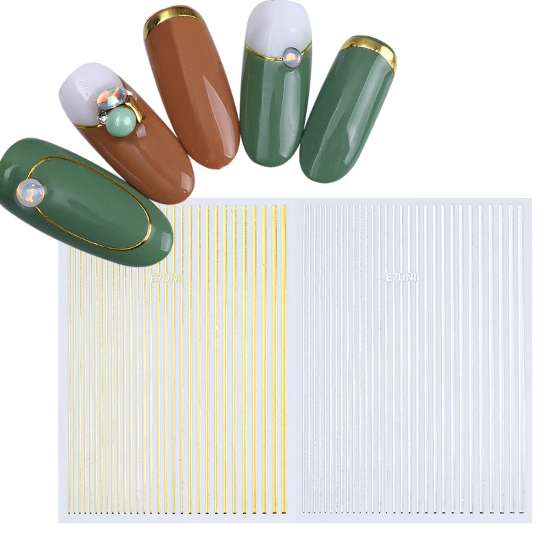 1 Sheet Gold Silver 3D Nail Sticker Stripe Lines Multi-size Self Adhesive Striping Tape Manicures Nail Art DIY Design Transfer
1 Sheet Gold Silver 3D Nail Sticker Stripe Lines Multi-size Self Adhesive Striping Tape Manicures Nail Art DIY Design Transfer