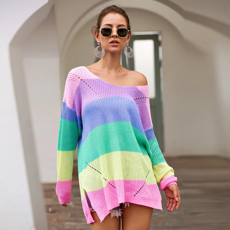 Striped Casual Knitted Pullover Sweaters Women O-Collar Long Sleeved Sweater for Women Loose 2019 Autumn Sweaters
Striped Casual Knitted Pullover Sweaters Women O-Collar Long Sleeved Sweater for Women Loose 2019 Autumn Sweaters