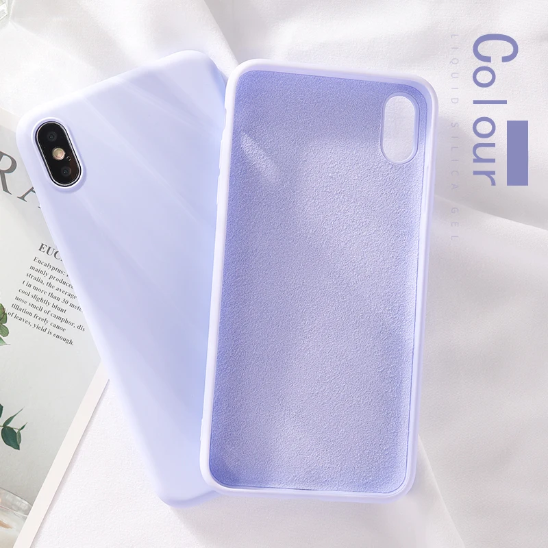 Однотонные чехлы из жидкого силикона для iPhone 11 Pro Max XS MAX XR X 10 8 7 6s Plus 8Plus 7Plus мягкий