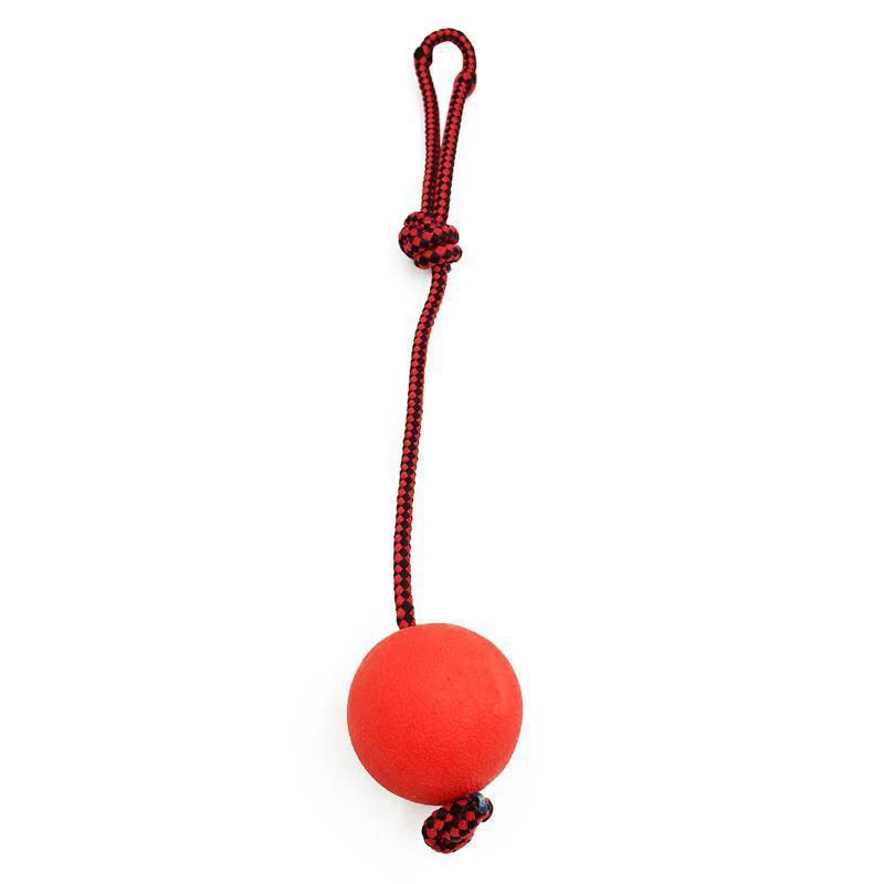 Indestructible Dog Ball Pet Dog Training Toy Puppy Tug Balls Toys Pet Chew Toys Small Size Solid Rubber Balls with Rope