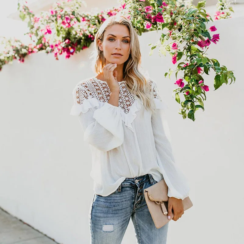 European White Blouses Top Selling Designer Cold Blouse Lace Designer 2020 Ladies Pop Sleeve Cotton Shirt Hollow Out Fashion
European White Blouses Top Selling Designer Cold Blouse Lace Designer 2020 Ladies Pop Sleeve Cotton Shirt Hollow Out Fashion