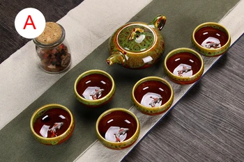 7 pcs tea sets 6 tea cups and 1 tea pot, China porcelain Kung Fu teaset
7 pcs tea sets 6 tea cups and 1 tea pot, China porcelain Kung Fu teaset