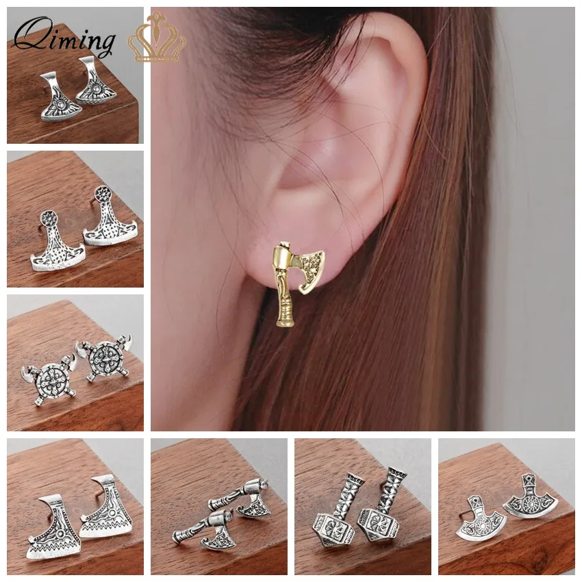 Slavic Hammer of Thor Women's Earrings 2018 Nordic Mjolnir Viking Men Statement Jewelry Punk Axe Pendant Kolovrat Stud Earring
Slavic Hammer of Thor Women's Earrings 2018 Nordic Mjolnir Viking Men Statement Jewelry Punk Axe Pendant Kolovrat Stud Earring