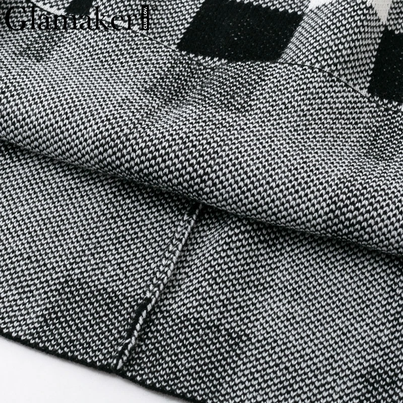 Plaid Knitted Two-Piece Suit Elegant Fashion Short Winter Fall Dress Plaid Knitted Two-Piece Suit Elegant Fashion Short Winter Fall Dress