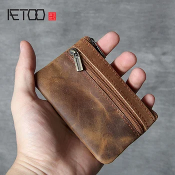 AETOO Head-layer cowhide mini wallet retro handmade ultra-thin leather driver's license card pack