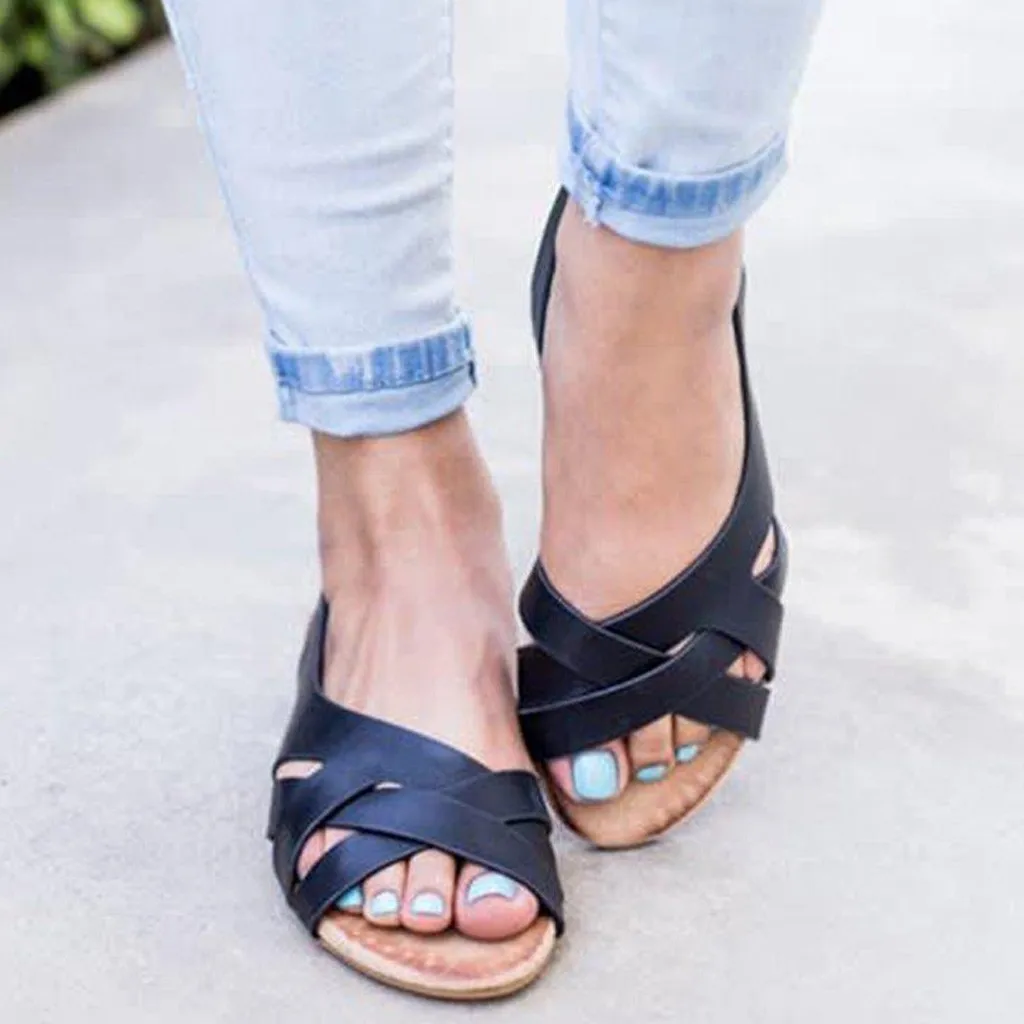 Summer Plus Size Roman Sandals for Women Solid PU Leather Slip-On Flat Sandals Open Toe Female Beach Flat Sandals
Summer Plus Size Roman Sandals for Women Solid PU Leather Slip-On Flat Sandals Open Toe Female Beach Flat Sandals