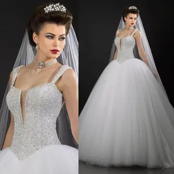 2019 Corset Rhinestone Bling Wedding Dresses White Straps Ball Gown Beads Sexy Bridal Dress Tulle Floor 
2019 Corset Rhinestone Bling Wedding Dresses White Straps Ball Gown Beads Sexy Bridal Dress Tulle Floor