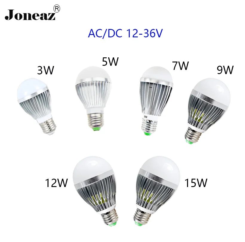 E27 12V 24V 36V led bulb indoor lampada 3W 5W 7W 9W 12W 15W low voltage super lamp aluminum shell energy saving Joneaz
E27 12V 24V 36V led bulb indoor lampada 3W 5W 7W 9W 12W 15W low voltage super lamp aluminum shell energy saving Joneaz