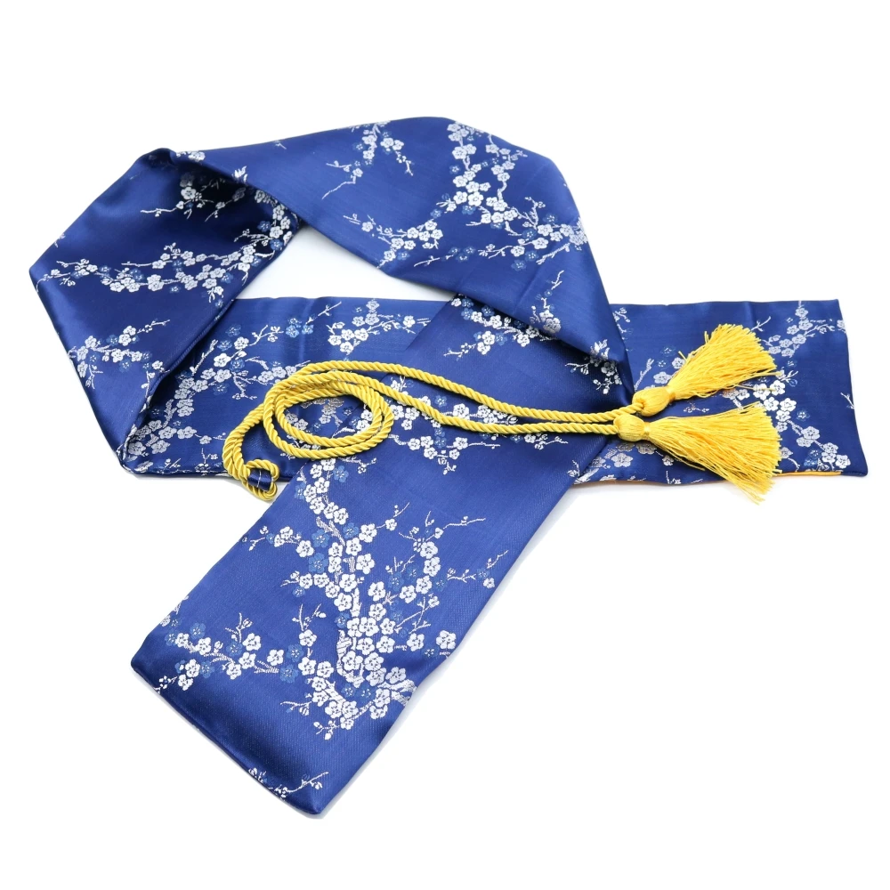 

51" Silk Plum Blossom Japanese Katana Samurai Sword Carry Bag Blue with Tassel Large Size