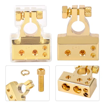 CITALL 2pcs Gold zinc alloy 2 4 8 Gauge AWG Positive & Negative 12V Car Battery Terminal Clamp Connector with Cover
CITALL 2pcs Gold zinc alloy 2 4 8 Gauge AWG Positive & Negative 12V Car Battery Terminal Clamp Connector with Cover