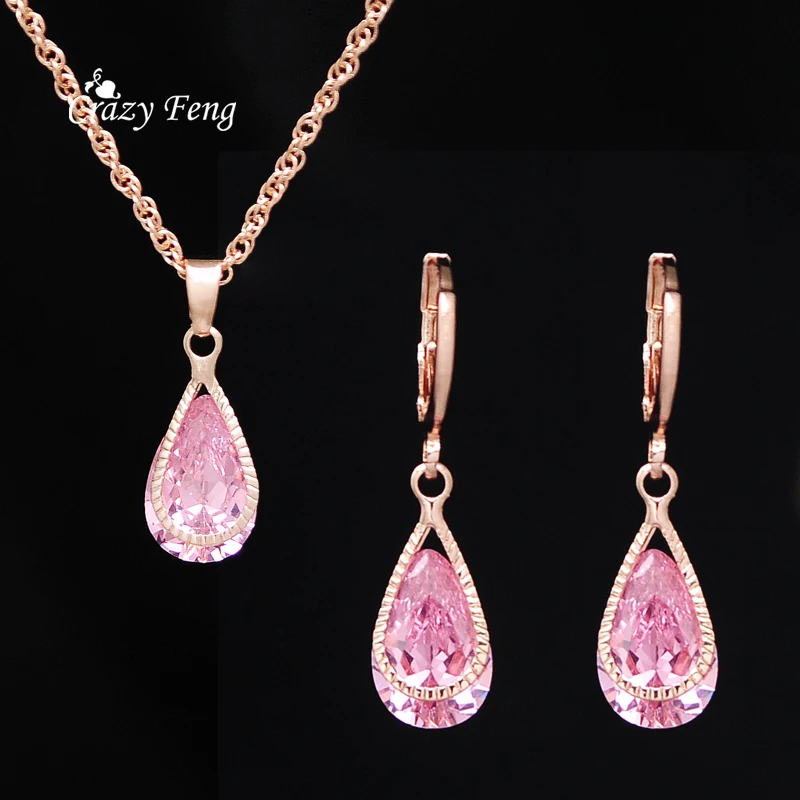 Luxury Women Jewelry Sets Gold-color Blue Pink Purple White Crystal Chain Waterdrop Pendant Necklace Earrings Party Jewelry
Luxury Women Jewelry Sets Gold-color Blue Pink Purple White Crystal Chain Waterdrop Pendant Necklace Earrings Party Jewelry