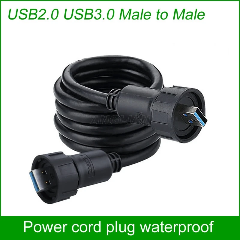 USB Waterproof Connector IP67 Cable 1m Power cord plug USB2.0 USB3.0 male to male Extension cord cables double rubber 10 units
USB Waterproof Connector IP67 Cable 1m Power cord plug USB2.0 USB3.0 male to male Extension cord cables double rubber 10 units