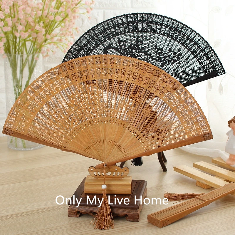 

Openwork Craft Gift Chinese Fan Decorative Vintage Full Bamboo Folding Hand Fan Traditional Carved Handheld Portable Fans