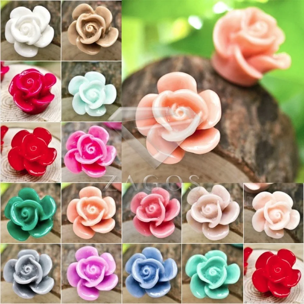 10 шт. полимер Винтажный стиль розы цветы с плоской задней стороной Камея Кабошон