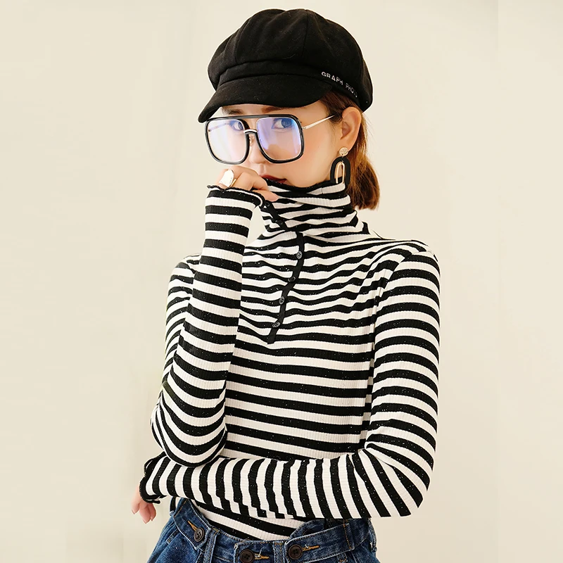 Turtleneck Striped Tops Women Long Sleeve T Shirts Solid Color 2018 New Autumn Winter Stretch Cotton T-Shirts Women Basic Shirt
Turtleneck Striped Tops Women Long Sleeve T Shirts Solid Color 2018 New Autumn Winter Stretch Cotton T-Shirts Women Basic Shirt