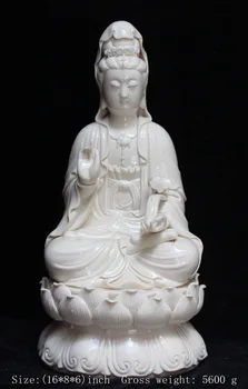 16 inch / Exquisite Chinese Dehua white porcelain goddess guanyin holding ruyi lotus Buddha
16 inch / Exquisite Chinese Dehua white porcelain goddess guanyin holding ruyi lotus Buddha