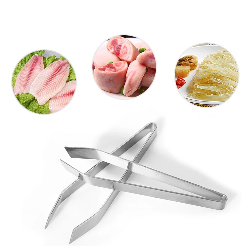 FHEAL 1pc Stainless Steel Fish Bone Tweezers Pincer Clip Puller Remover Tongs Fish Bone Plucking Clamp Kitchen Gadgets-13