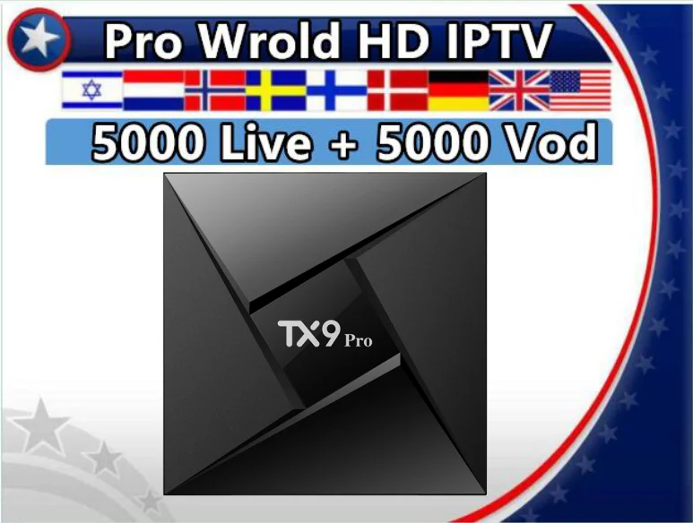 TX9 Android7.1 S912 3/32G Smart TV Box&Pro World HD Subscription Nordic France Netherlands Israel Arabic Hebrew IPTV TV Box
TX9 Android7.1 S912 3/32G Smart TV Box&Pro World HD Subscription Nordic France Netherlands Israel Arabic Hebrew IPTV TV Box